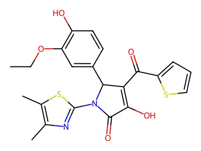 (4E)-1-(4,5-dimethyl-1,3-thiazol-2-yl)-5-(3-ethoxy-4-hydroxyphenyl)-4-[hydroxy(thiophen-2-yl)methylidene]pyrrolidine-2,3-dione structure