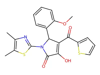 (4E)-1-(4,5-dimethyl-1,3-thiazol-2-yl)-4-[hydroxy(thiophen-2-yl)methylidene]-5-(2-methoxyphenyl)pyrrolidine-2,3-dione structure