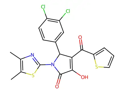 (4E)-5-(3,4-dichlorophenyl)-1-(4,5-dimethyl-1,3-thiazol-2-yl)-4-[hydroxy(thiophen-2-yl)methylidene]pyrrolidine-2,3-dione structure