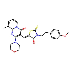 3-[(Z)-{3-[2-(4-methoxyphenyl)ethyl]-4-oxo-2-thioxo-1,3-thiazolidin-5-ylidene}methyl]-9-methyl-2-(morpholin-4-yl)-4H-pyrido[1,2-a]pyrimidin-4-one structure