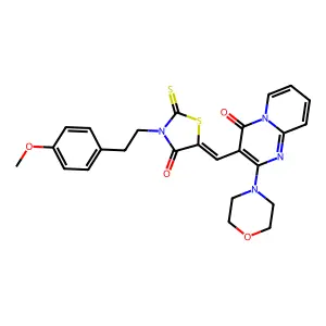 3-[(Z)-{3-[2-(4-methoxyphenyl)ethyl]-4-oxo-2-thioxo-1,3-thiazolidin-5-ylidene}methyl]-2-(morpholin-4-yl)-4H-pyrido[1,2-a]pyrimidin-4-one structure