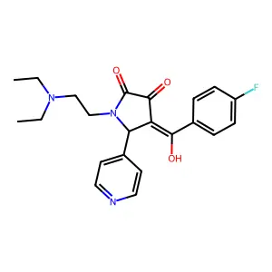 1-(2-diethylaminoethyl)-4-[(4-fluorophenyl)-hydroxymethylidene]-5-pyridin-4-ylpyrrolidine-2,3-dione structure