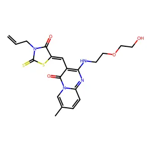 2-{[2-(2-hydroxyethoxy)ethyl]amino}-7-methyl-3-{(Z)-[4-oxo-3-(prop-2-en-1-yl)-2-thioxo-1,3-thiazolidin-5-ylidene]methyl}-4H-pyrido[1,2-a]pyrimidin-4-one structure