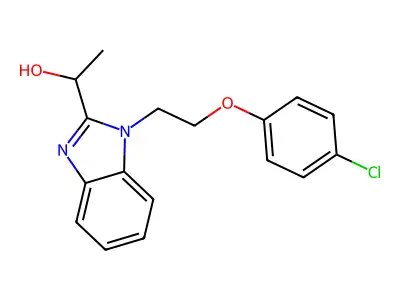 1-(1-(2-(4-chlorophenoxy)ethyl)-1H-benzo[d]imidazol-2-yl)ethanol structure