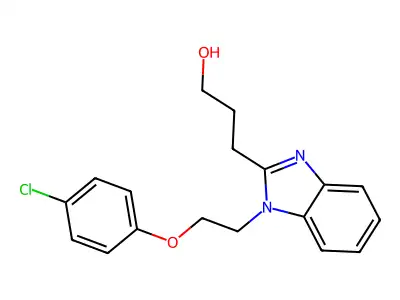 3-(1-(2-(4-chlorophenoxy)ethyl)-1H-benzo[d]imidazol-2-yl)propan-1-ol structure