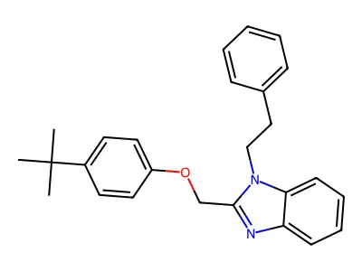 2-((4-(tert-butyl)phenoxy)methyl)-1-phenethyl-1H-benzo[d]imidazole structure