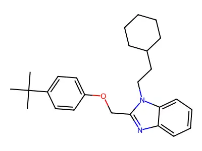 2-((4-(tert-butyl)phenoxy)methyl)-1-(2-cyclohexylethyl)-1H-benzo[d]imidazole structure