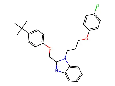2-((4-(tert-butyl)phenoxy)methyl)-1-(3-(4-chlorophenoxy)propyl)-1H-benzo[d]imidazole structure