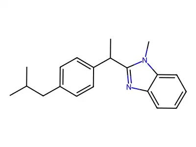 1-methyl-2-{1-[4-(2-methylpropyl)phenyl]ethyl}-1H-1,3-benzodiazole structure