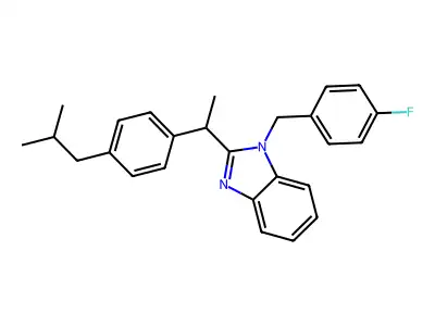 1-(4-fluorobenzyl)-2-{1-[4-(2-methylpropyl)phenyl]ethyl}-1H-benzimidazole structure