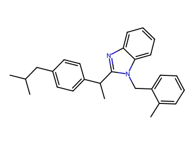 1-(2-methylbenzyl)-2-{1-[4-(2-methylpropyl)phenyl]ethyl}-1H-benzimidazole structure