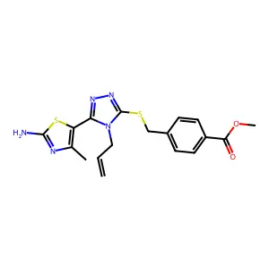 methyl 4-({[4-allyl-5-(2-amino-4-methyl-1,3-thiazol-5-yl)-4H-1,2,4-triazol-3-yl]thio}methyl)benzoate structure