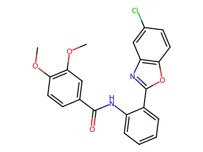 N-[2-(5-chloro-1,3-benzoxazol-2-yl)phenyl]-3,4-dimethoxybenzamide structure