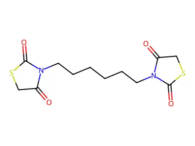 3-[6-(2,4-Dioxo-1,3-thiazolidin-3-yl)hexyl]-1,3-thiazolidine-2,4-dione structure