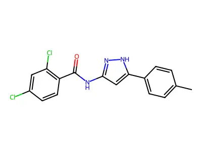 2,4-dichloro-N-[5-(4-methylphenyl)-1H-pyrazol-3-yl]benzamide structure