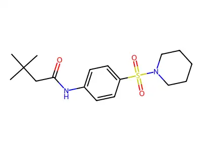 3,3-dimethyl-N-[4-(piperidin-1-ylsulfonyl)phenyl]butanamide structure