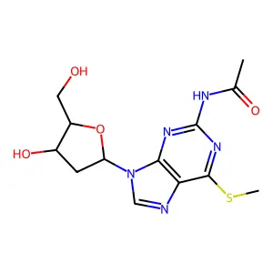 N-[9-[4-hydroxy-5-(hydroxymethyl)oxolan-2-yl]-6-methylsulfanylpurin-2-yl]acetamide structure