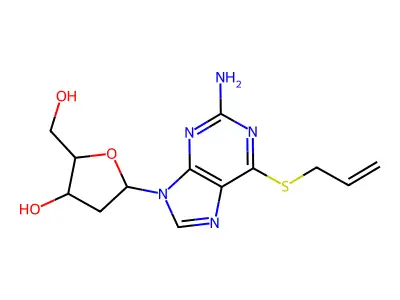 5-(2-Amino-6-prop-2-enylsulfanylpurin-9-yl)-2-(hydroxymethyl)oxolan-3-ol structure
