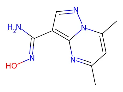 N'-hydroxy-5,7-dimethylpyrazolo[1,5-a]pyrimidine-3-carboximidamide structure