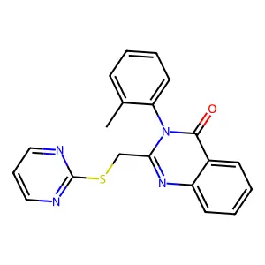 4(3H)-Quinazolinone, 3-(2-methylphenyl)-2-[(2-pyrimidinylthio)methyl]- structure