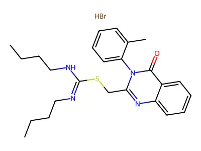 N,N'-Dibutyl-S-(3-(o-tolyl)-4(3H)-oxoquinazolin-2-ylmethyl)thiouronium bromide structure
