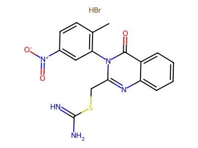 S-(3-(5-Nitro-o-tolyl)-4(3H)-oxoquinazolin-2-ylmethyl)thiouronium bromide structure