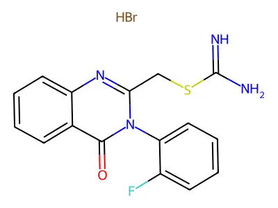 S-(3-(2-Fluorophenyl)-4(3H)-oxoquinazolin-2-ylmethyl)thiouronium bromide structure