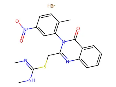 N,N'-Dimethyl-S-(3-(5-nitro-o-tolyl)-4(3H)-quinazolin-2-ylmethyl)thiouronium bromide structure