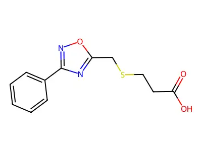 Propanoic acid, 3-(((3-phenyl-1,2,4-oxadiazol-5-yl)methyl)thio)- structure