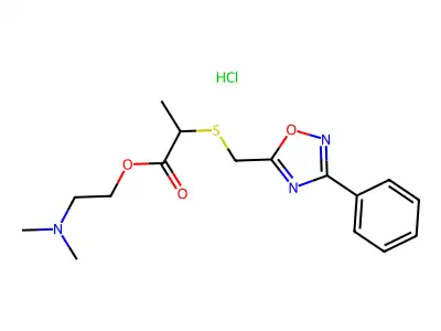 Dimethylaminoethyl 2-(S-(3-phenyl-1,2,4-oxadiazol-5-yl)methyl)thiopropionate hydrochloride structure