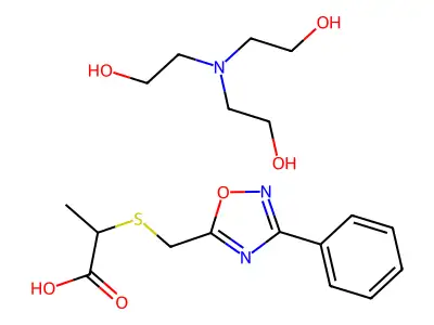 Triethanolamine, 2-(S-(3-phenyl-1,2,4-oxadiazol-5-yl)methyl)thiopropionate structure