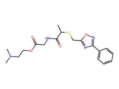 Dimethylaminoethyl 2-(S-(3-phenyl-1,2,4-oxadiazol-5-yl)methyl)thiopropionylglycinate structure