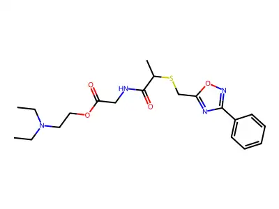 Diethylaminoethyl 2-(S-(3-phenyl-1,2,4-oxadiazol-5-yl)methyl)thiopropionylglycinate structure
