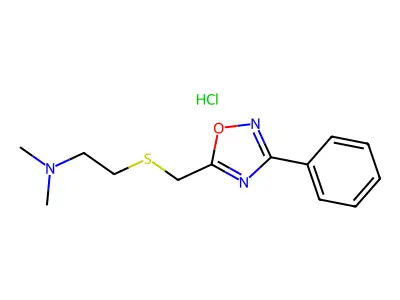 2-(S-(3-Phenyl-1,2,4-oxadiazol-5-yl)thiodimethylamino)ethane hydrochloride structure