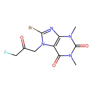 8-Bromo-7-(3-fluoro-2-oxopropyl)-1,3-dimethylpurine-2,6-dione structure