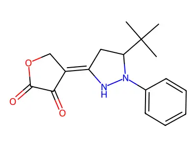 4-(5-(1,1-Dimethylethyl)-4,5-dihydro-1-phenyl-1H-pyrazol-3-yl)-3-hydroxy-2(5H)-furanone structure