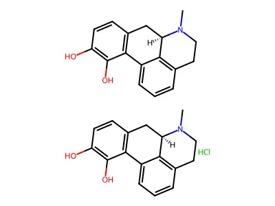 Aporphine-10,11-diol, dimer, hydrochloride structure