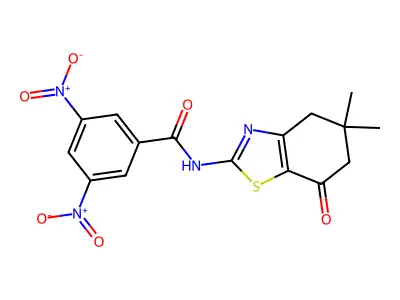 N-(5,5-dimethyl-7-oxo-4,6-dihydro-1,3-benzothiazol-2-yl)-3,5-dinitrobenzamide structure