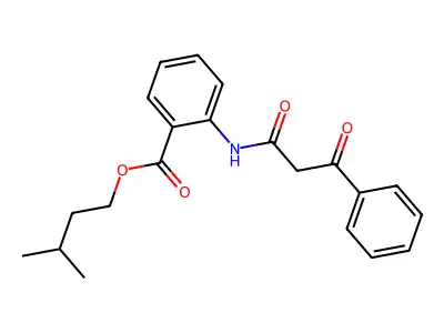 Benzoic acid, 2-[(1,3-dioxo-3-phenylpropyl)amino]-, 3-methylbutyl ester structure