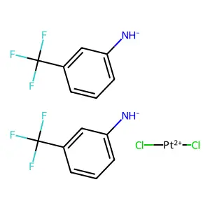 Dichloroplatinum(2+);bis([3-(trifluoromethyl)phenyl]azanide) structure