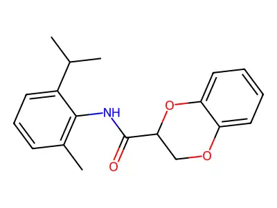 2H,3H-benzo[e]1,4-dioxan-2-yl-N-[6-methyl-2-(methylethyl)phenyl]carboxamide structure