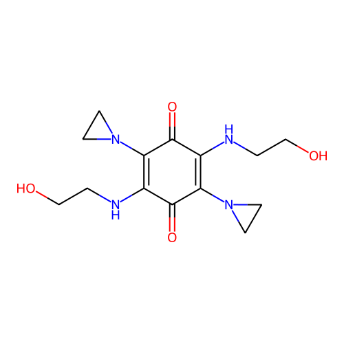 2,5-Bis(2-hydroxyethylamino)-3,6-diaziridinyl-1,4-benzoquinone structure