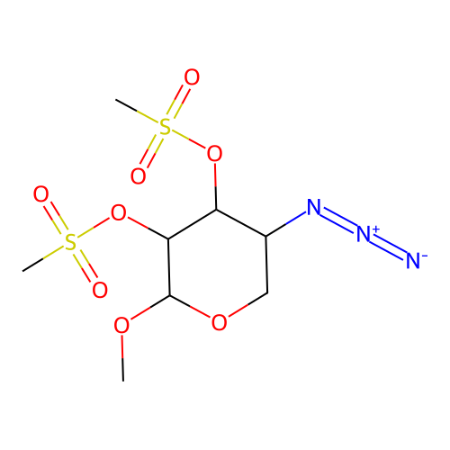 (5-Azido-2-methoxy-3-methylsulfonyloxyoxan-4-yl) methanesulfonate structure