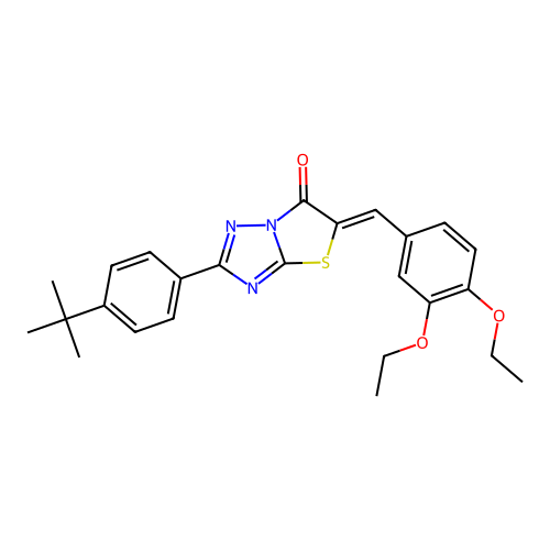 (5Z)-2-(4-tert-butylphenyl)-5-[(3,4-diethoxyphenyl)methylidene]-[1,3]thiazolo[3,2-b][1,2,4]triazol-6-one structure