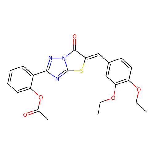 (Z)-2-(5-(3,4-diethoxybenzylidene)-6-oxo-5,6-dihydrothiazolo[3,2-b][1,2,4]triazol-2-yl)phenyl acetate structure