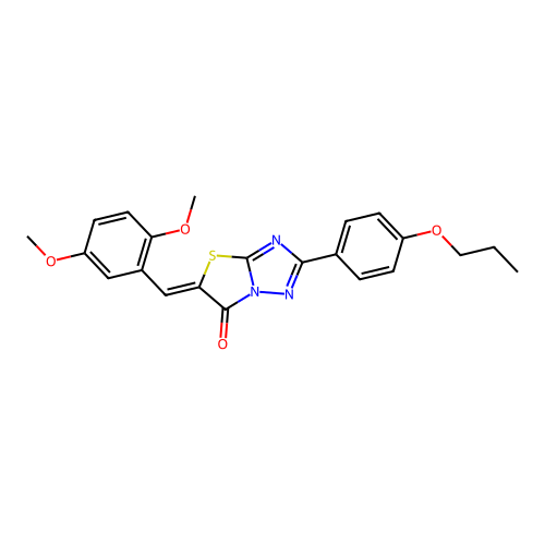 (Z)-5-(2,5-dimethoxybenzylidene)-2-(4-propoxyphenyl)thiazolo[3,2-b][1,2,4]triazol-6(5H)-one structure