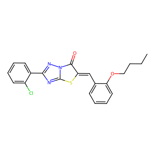 (Z)-5-(2-butoxybenzylidene)-2-(2-chlorophenyl)thiazolo[3,2-b][1,2,4]triazol-6(5H)-one structure