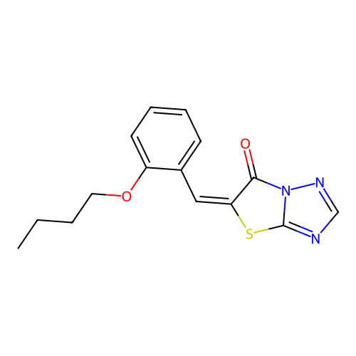 (5E)-5-(2-butoxybenzylidene)[1,3]thiazolo[3,2-b][1,2,4]triazol-6(5H)-one structure