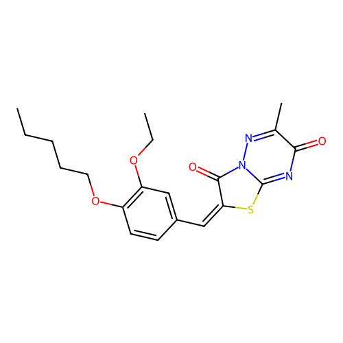 (2E)-2-[3-ethoxy-4-(pentyloxy)benzylidene]-6-methyl-7H-[1,3]thiazolo[3,2-b][1,2,4]triazine-3,7(2H)-dione structure