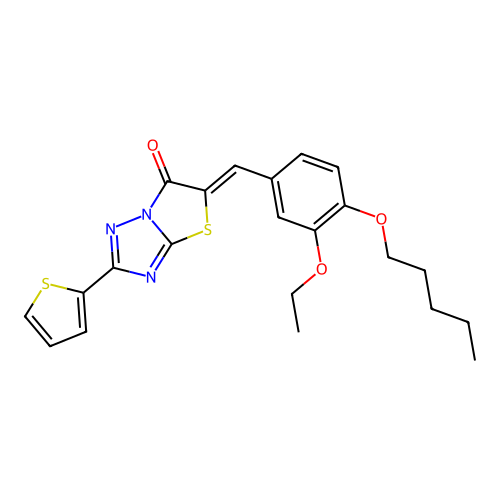 (Z)-5-(3-ethoxy-4-(pentyloxy)benzylidene)-2-(thiophen-2-yl)thiazolo[3,2-b][1,2,4]triazol-6(5H)-one structure